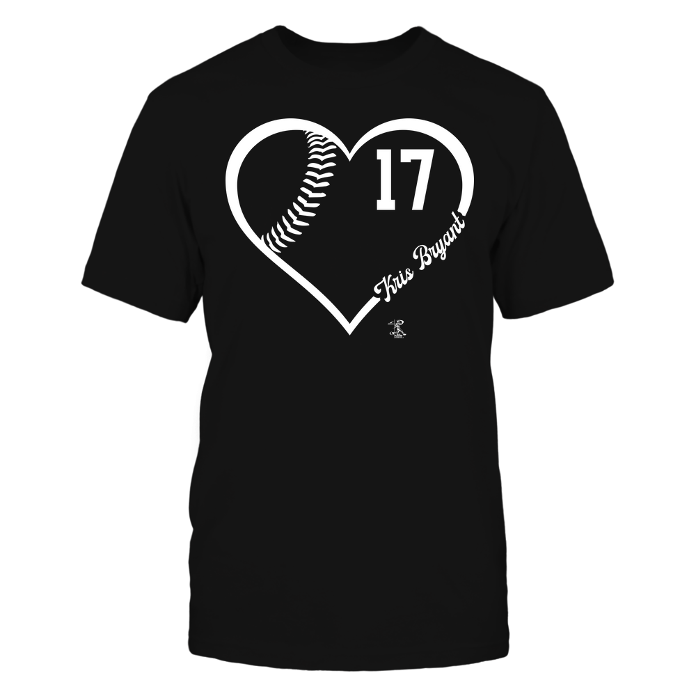 Heart Jersey Number - Kris Bryant T-Shirt | Chicago C Pro Baseball | Ballpark MVP | mlbpa Unisex Basic Tee / Black / L