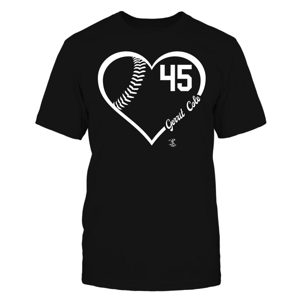 Heart Jersey Number - Gerrit Cole Shirt | New York Y Major League Baseball | Ballpark MVP | mlbpa Unisex Basic Tee / Black / L