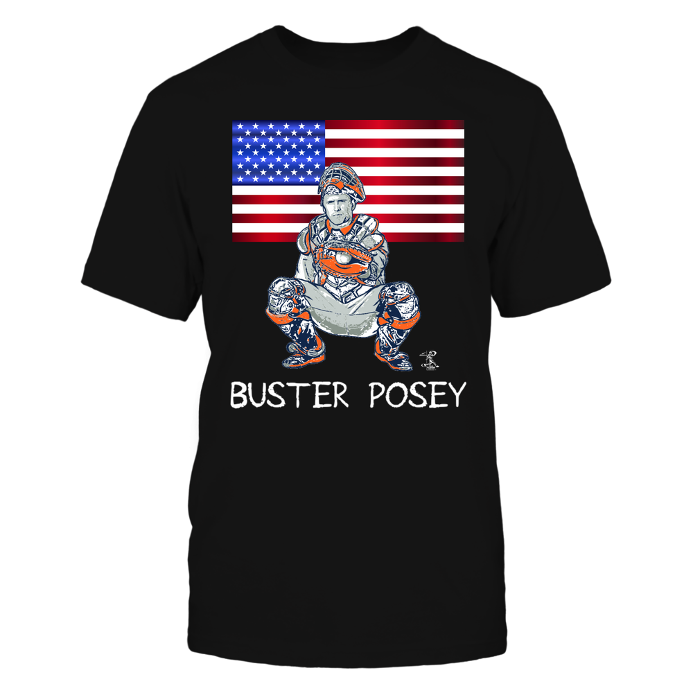 Fourth of July American Flag - Buster Posey Shirt | Major League Baseball | Ballpark MVP | mlbpa Unisex Basic Tee / Black / L
