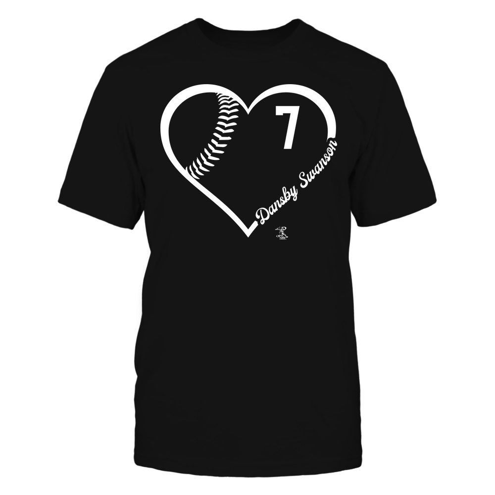 Heart Jersey Number - Dansby Swanson T-Shirt | Atlanta Pro Baseball | Ballpark MVP | MLBPA