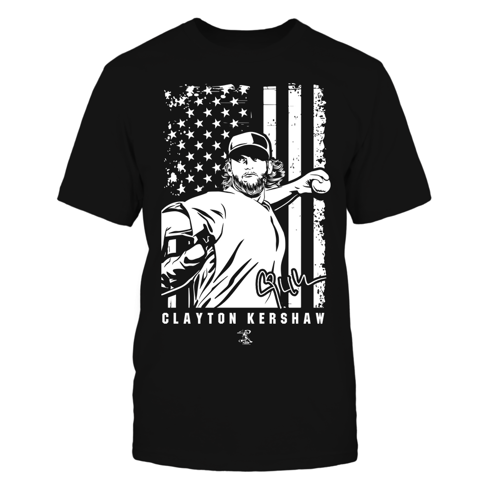 Player Illustration Flag - Clayton Kershaw Tee | Los Angeles D Baseball | MLBPA | Ballpark MVP