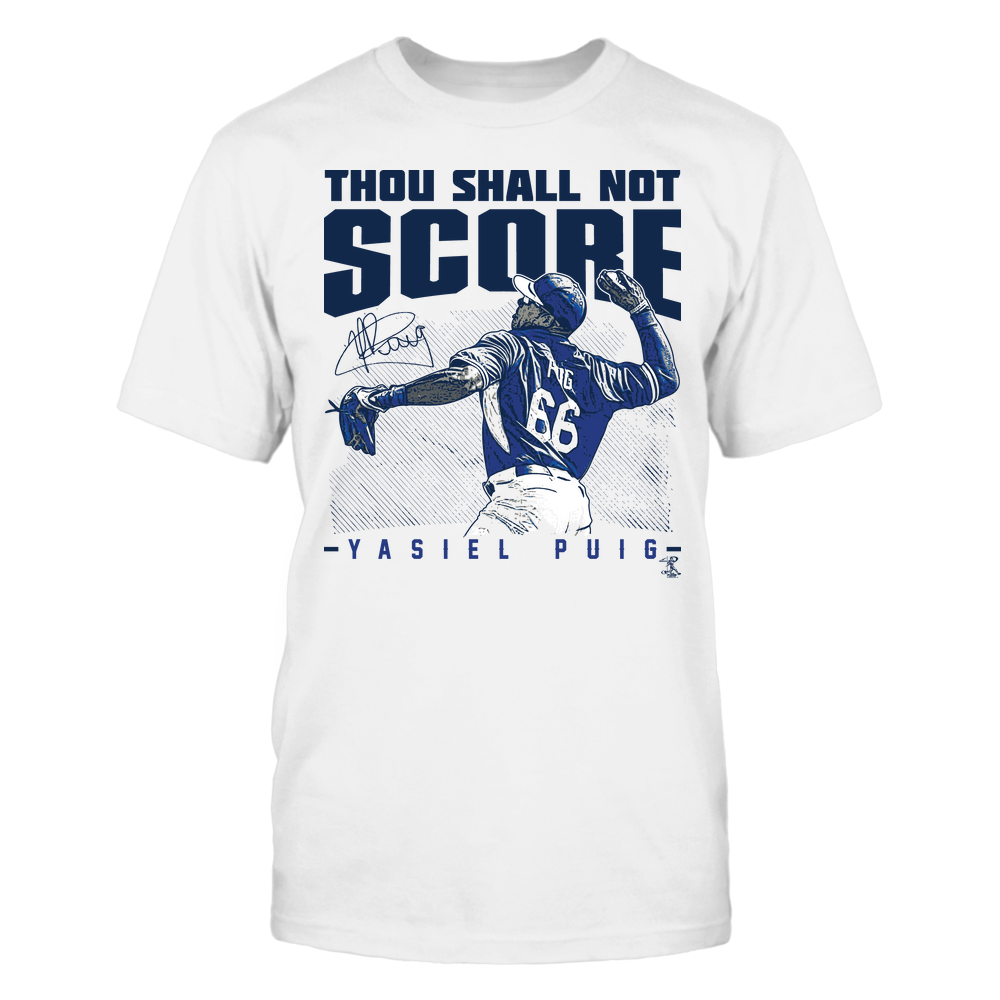 Thou Shall Not Score - Yasiel Puig Tee | Los Angeles D Baseball | MLBPA | Ballpark MVP