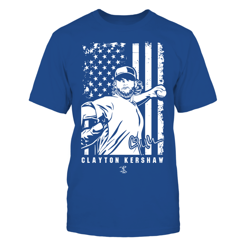 Player Illustration Flag - Clayton Kershaw Tee | Los Angeles D Baseball | MLBPA | Ballpark MVP